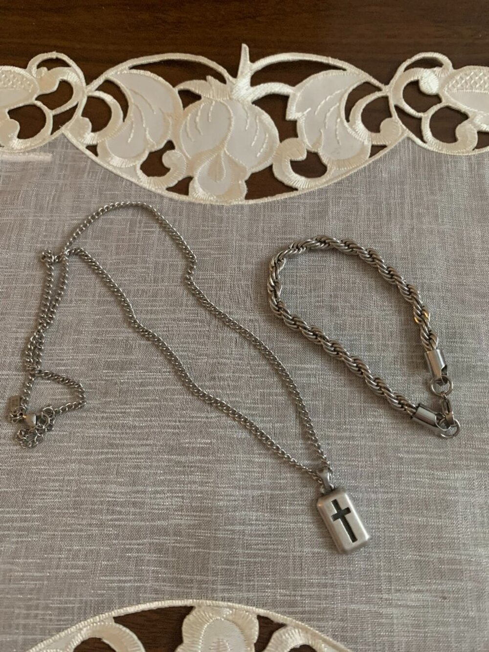 True Religion Stainless Steel Necklace with Bonus Bracelet